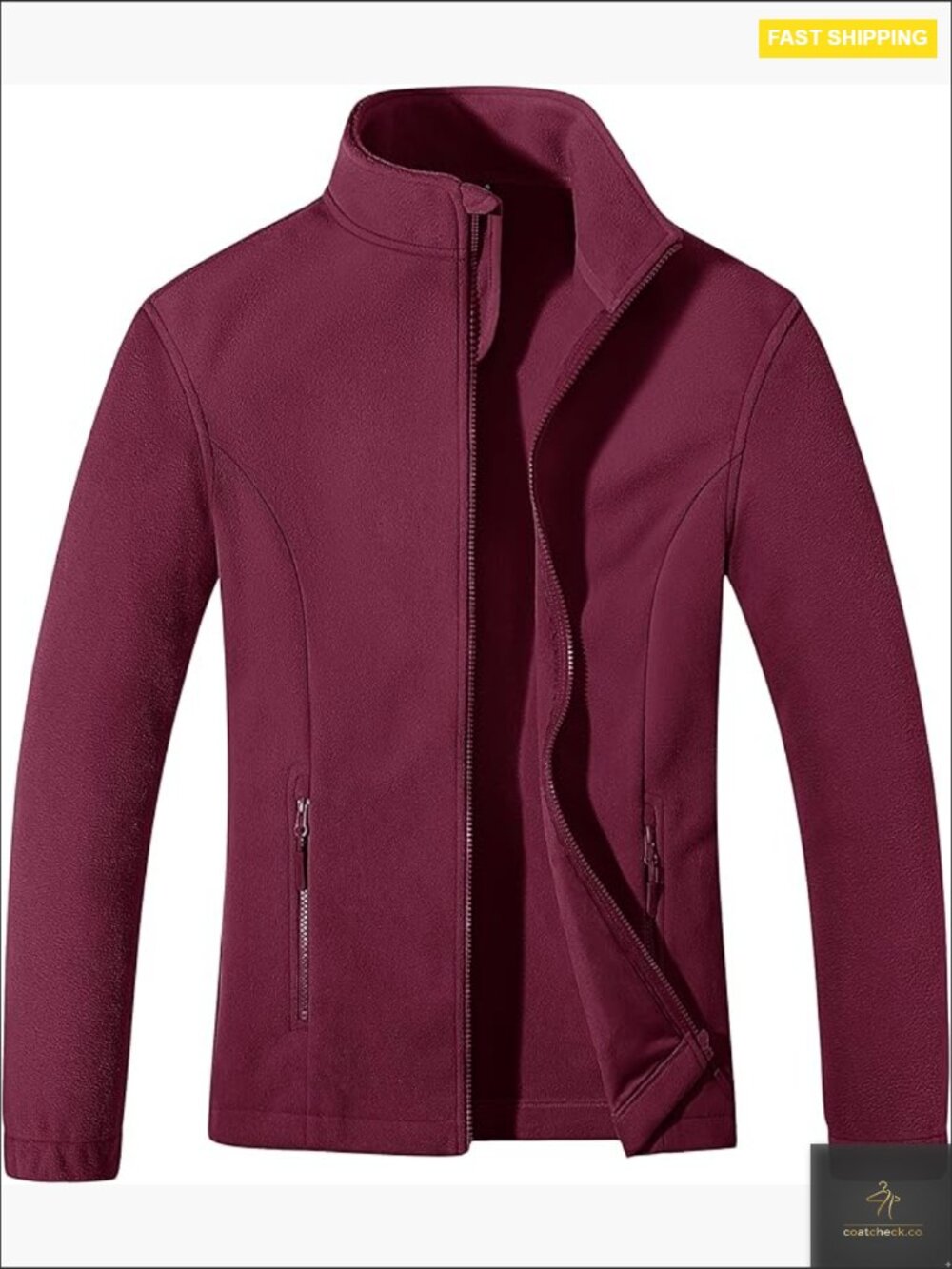 Lightweight Fleece Zip Up Jacket Modern Aviator Style Soft Warm Winter Coat